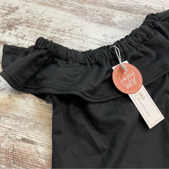 Black Off-Shoulder Baby Bodysuit Ruffle Baileys Blossom 6-9m - Picture 2 of 3